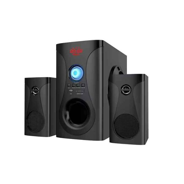 USB/SD/FM/BT/Remote Control Speaker Active Surround Audio Subwoofer with LED Light and Wood Design