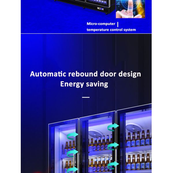 Multi Gate Glass Door Commercial Deep Freezer Dazzling Black Display Cabinet