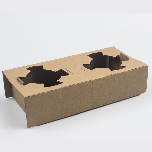 Disposable Biodegradable Paper Tableware Custom Logo Printed 2-Compartment Cup Holder for Coffee Juice Milk Tea Takeaway