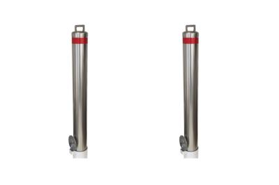 Reflective Tape Stainless Steel Pipe Bollards , Road Safety Bollards For Vehicle Control