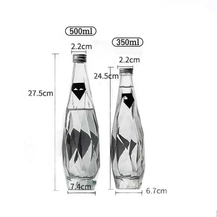 Transparent Rhombus Glass Bottle 350ml 500ml Custom Color Glass Collar Unique Design