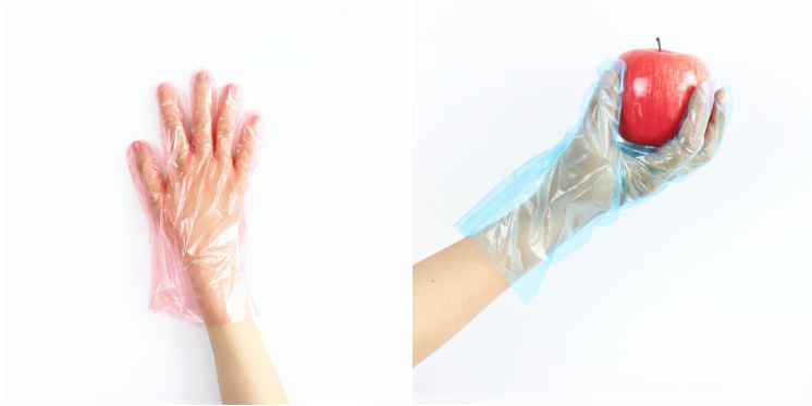 Practical high quality transparent disposable hdpe vinyl pe glove thickened disposable clear plastic gloves