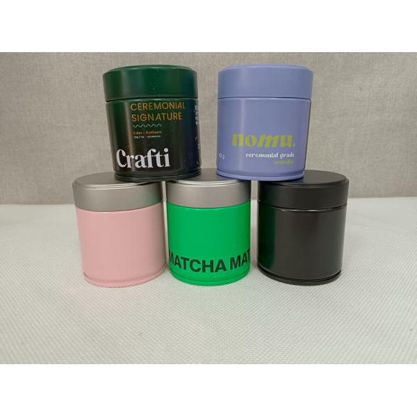 Metal Round Tinplate Matcha Powder Tin 80g 100g Food Grade Containers Coffee Candy Tea Package