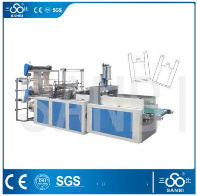 Double Layers Automatic T-shirt Bag Making Machine For Flat / Garbage Bag