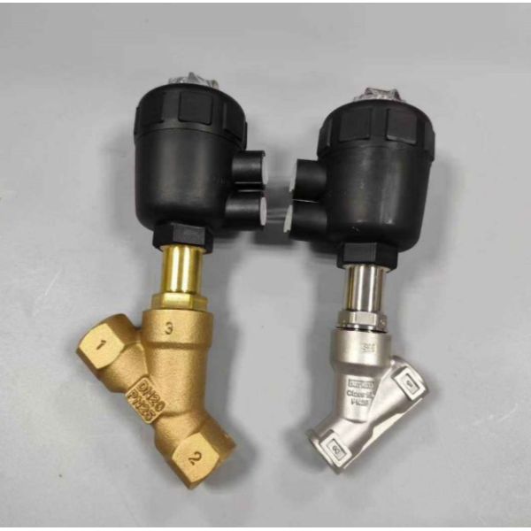 High Temperature Brass Pneumatic Angle Seat Valve Y Type Pneumatic Angle Valve for Textile Food Sterilization Equipment