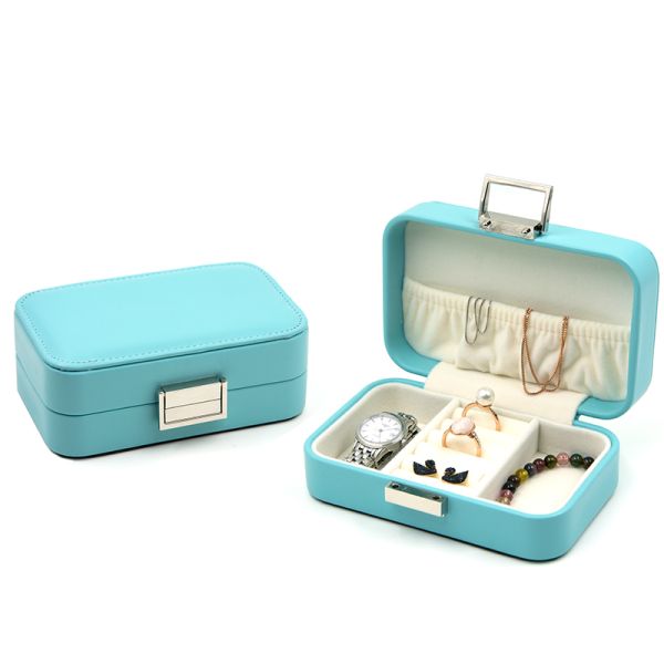 Lightweight Mini Portable Travel Jewelry Box With Handle Many Compartments