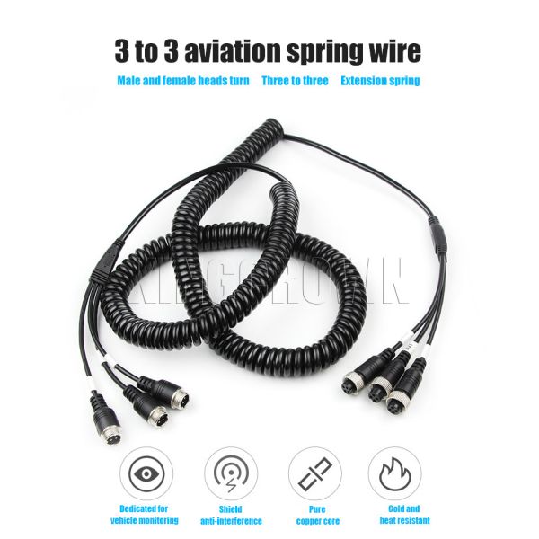 Car Camera Accessories - Flexible Coiled Cable for Vehicle Camera Systems with HD Signal Transmission