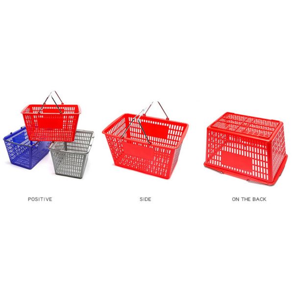 Cesta de compras de plástico de mano duradera 450*330*250mm Para farmacia supermercado tienda de comestibles
