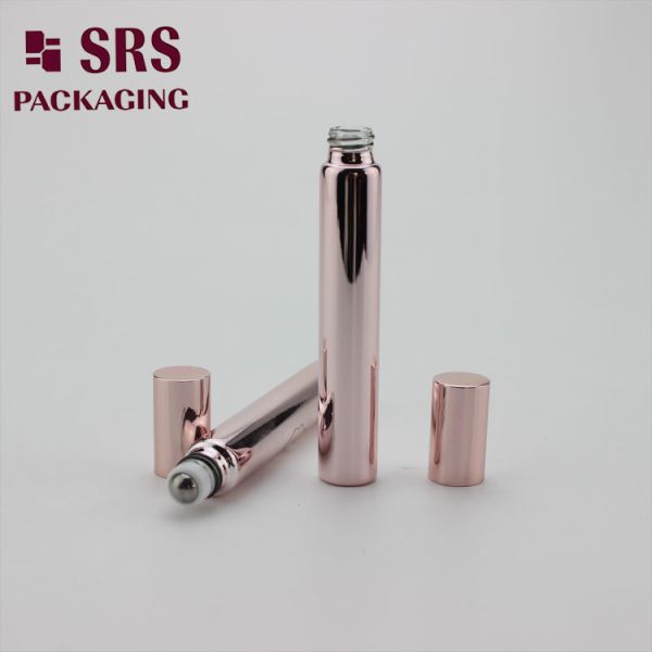 SRS cosmetic empty 10ml rose gold glass roll on bottle for perfume