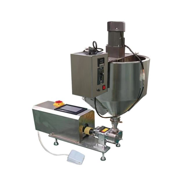 Semi-automatic Rotor Pump Peanut Butter Ketchup Honey Paint Pigment Cream Heating Hopper Filling Machine