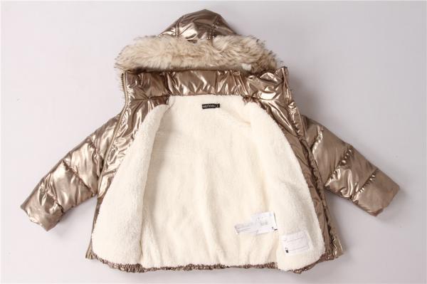 Kids Coats, Children's Coats, Metalic Shinny material, Coral Fur Lining