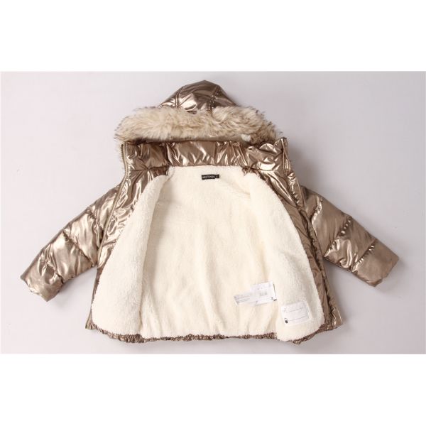 Kids Coats, Children's Coats, Metalic Shinny material, Coral Fur Lining
