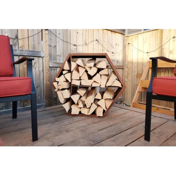 Древесина на открытом воздухе камина шестиугольная штабелируя шкаф журнала швырка Corten стальной