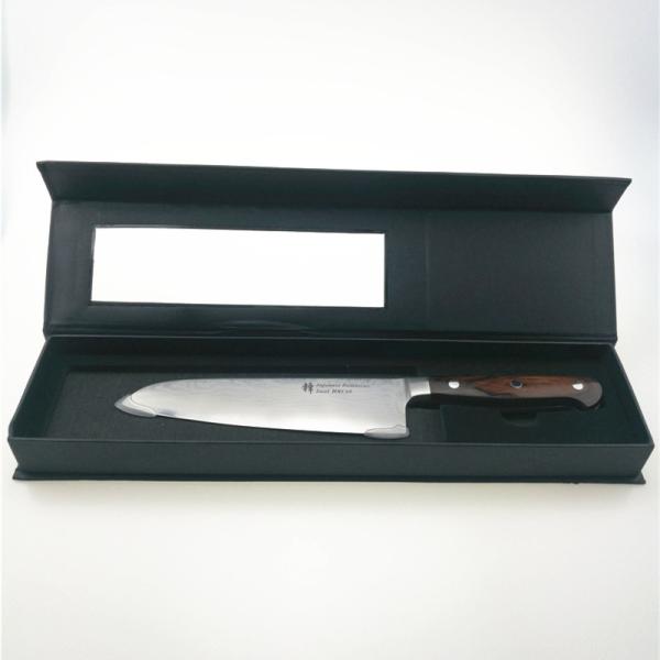 Facas de cozinha de Santoku Damasco, japoneses de madeira vermelhos do punho de Pakka que cozinham facas