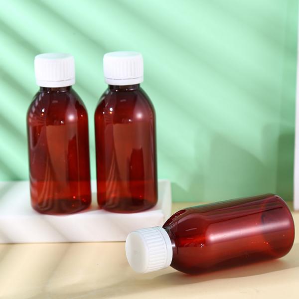 Promethezine PET Collar Material 100ml 120ml 3oz 4oz Amber PET Cough Syrup Bottles Plastic Bottle Lean Bottle