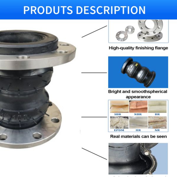 Double Sphere Rubber Expansion Joint Ansi 150lb Din Pn16 Epdm Carbon Steel Flanged Elastomeric
