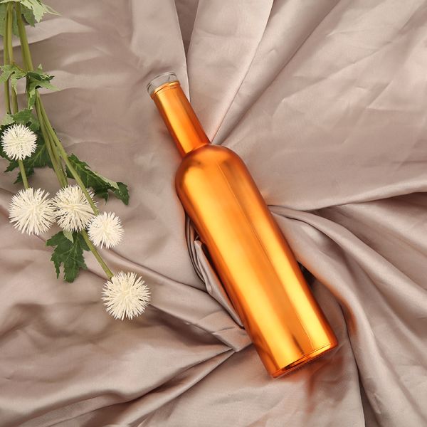 500ml 750ml 1000ml 1 liter Gold Electroplated Glass Bottle for Brandy Spirits at Bar