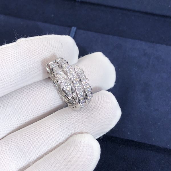 Elegant  18K Gold  2 Row Diamonds Serpenti Viper Ring Diamond Ring Yellow Gold White Gold