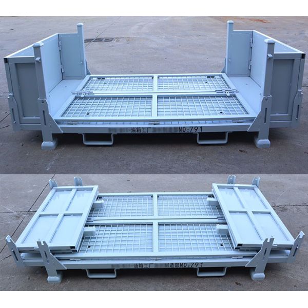 Heavy Duty Collapsible Cage Pallet Q235 Metal Stillage Grey