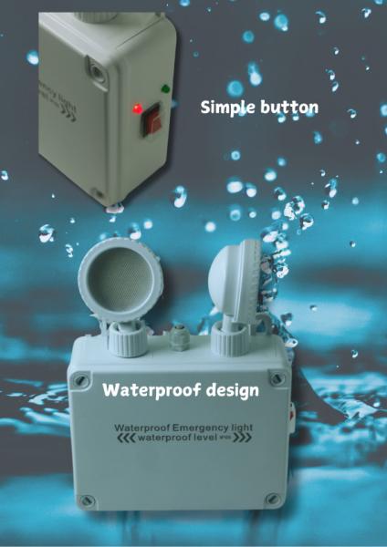 IP65 6000K Waterproof ABS Double Heads Emergency Light for Shoppingmall Airport Factory