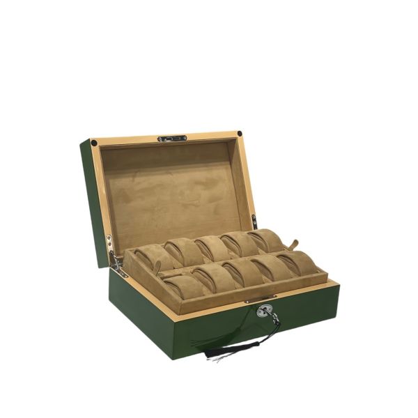 High end green painted wooden 10 seater green water ghost watch storage box gift packaging watch gift box environmentally friendly material