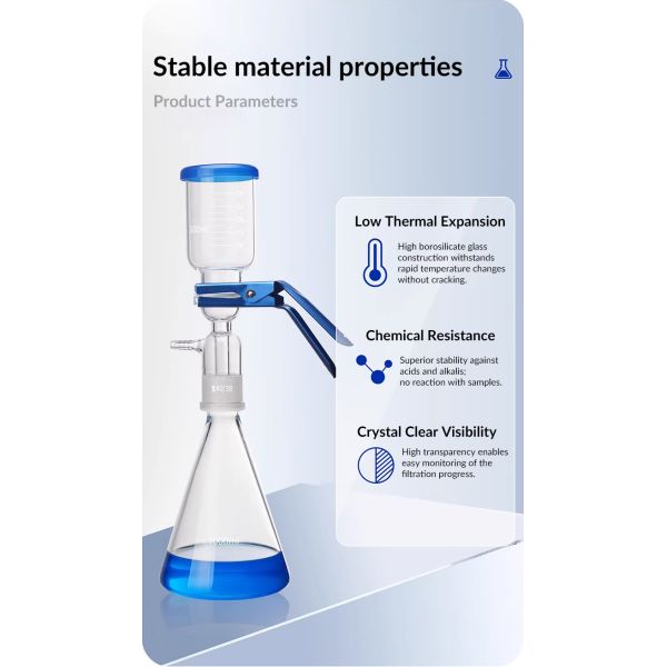 Laboratory Analysis Glass Solvent Vacuum Filtration Distillation Apparatus Vacuum Suction Filter Device