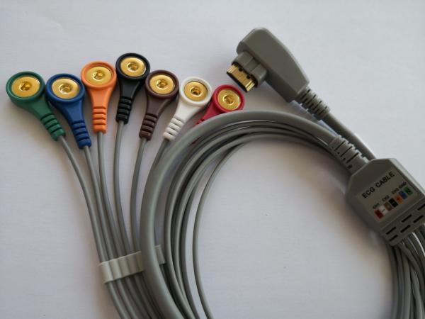 Ligações do cabo 7 do elétrodo do comprimento ECG do DMS 3m com um diâmetro da garantia 4mm do ano