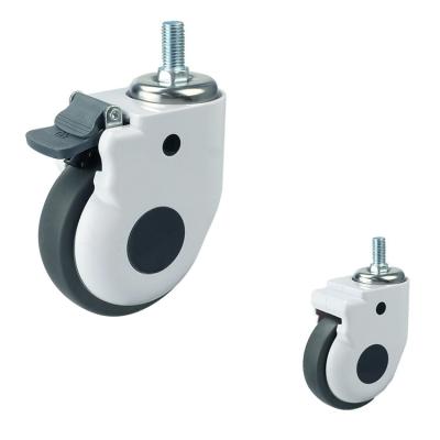 3 4 5 Medical Casters OEM Threaded Stem Silent Hospital Bed Castors With Nylon Brake