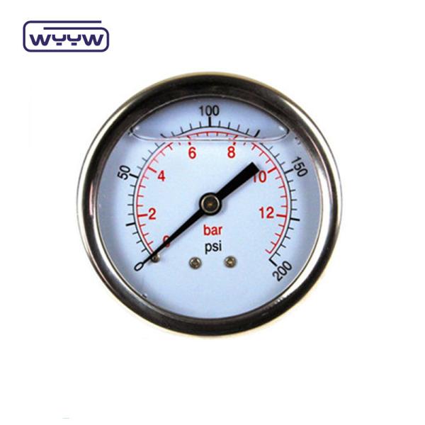 Back Mount Oil Filled Pressure Gauge 100mm Size Stainless Steel Material