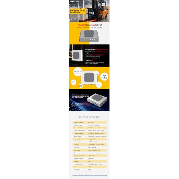 RFID Tag Reader Freight Forklift Scanner с батареей Промышленный Ethernet RS485 WIFI коммуникация и SMA интерфейс