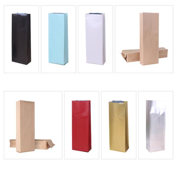 Heat Sealable Aluminum Foil Liner Side Gusset Folded Flat Bottom Coffee Bags With Valve For Coffee Bean Tea Leaves Pack