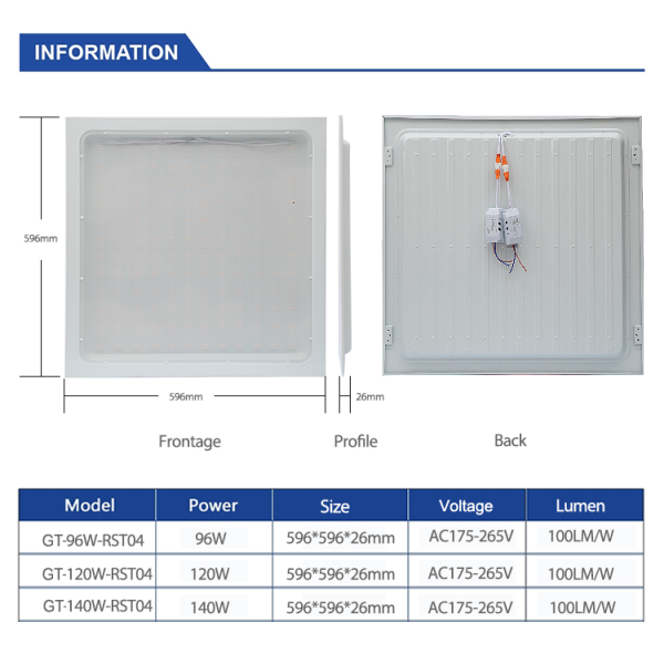 595*595 3D Crescent Panel LED Light IP44 96W 120W 140W 200W for Home Office Lighting
