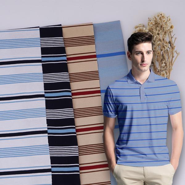 Mercerized Cotton Striped Knit Fabric Soft 95 Cotton 5 Spandex 175cm Width