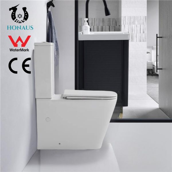 European CE Square Close Coupled Toilet Rimless Water Closet 645*370*850mm