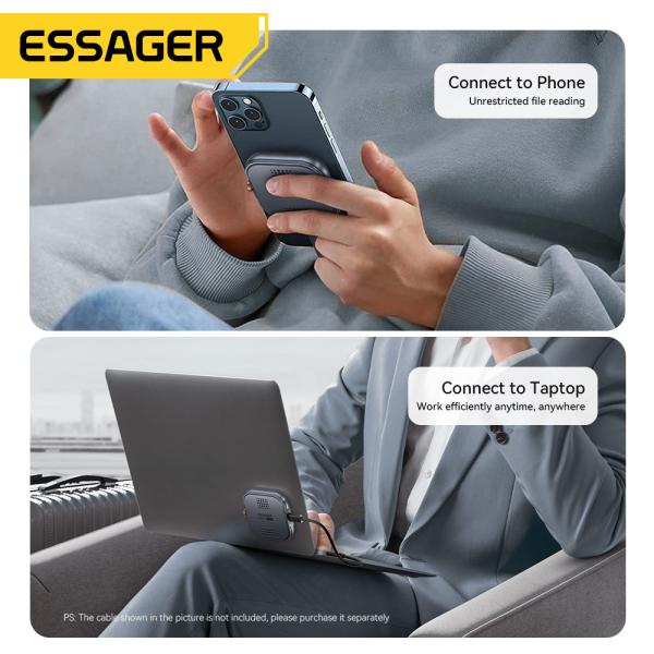 ESSAGER ES-YP01 100W 10Gbp USB 3.2 外付けハードドライブ アルミニウム Type C 磁気 Nvme 2230 M.2 SSD HDD エンクロージャー