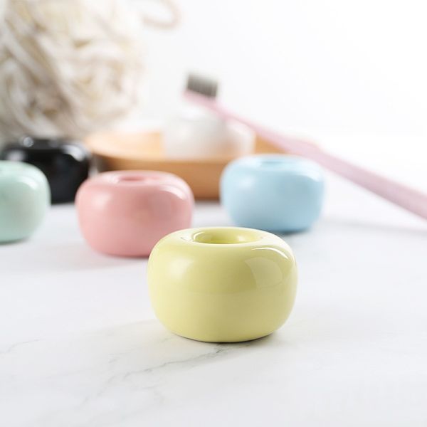 Household Ceramic Toothbrush Holder Set Stand With Pink Blue Green Color