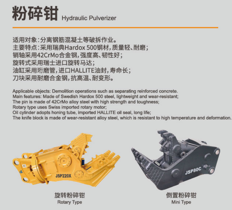 Excavator Concrete Pulverier Hydraulic Pulverizer