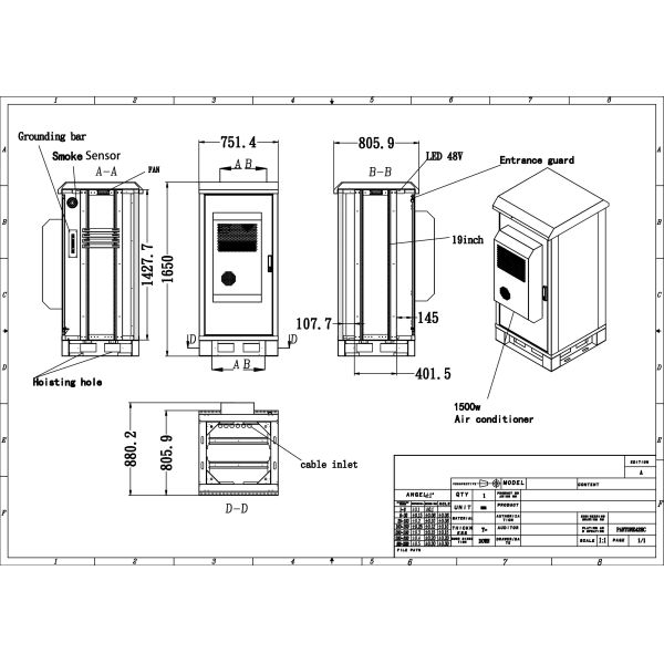 IP65 Outdoor Telecom Cabinet , Waterproof Outdoor BTS Cabinet