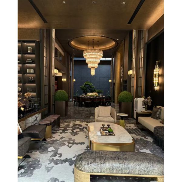 Hotel Project Decoration Staircase Hanging Pendant Lighting Crystal Chandelier