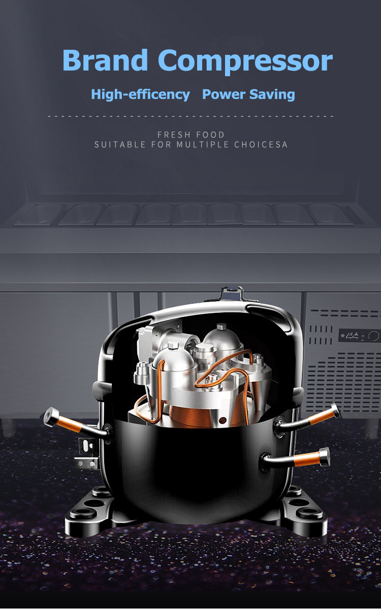Commercial Stainless Steel Double Temperature Pizza Preparation Table with Adjustable Shelves