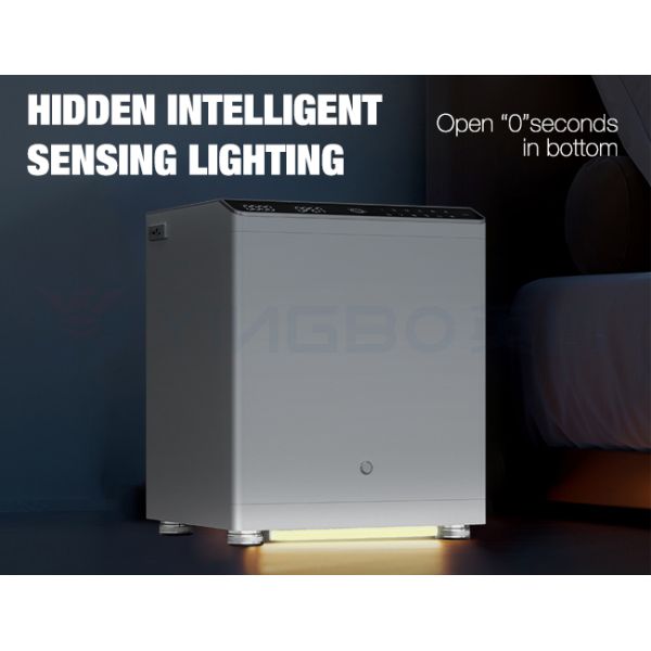 Dual Alarm Smart Security Safe Box Biometric Fingerprint Wireless Charging Bedroom Cabinet