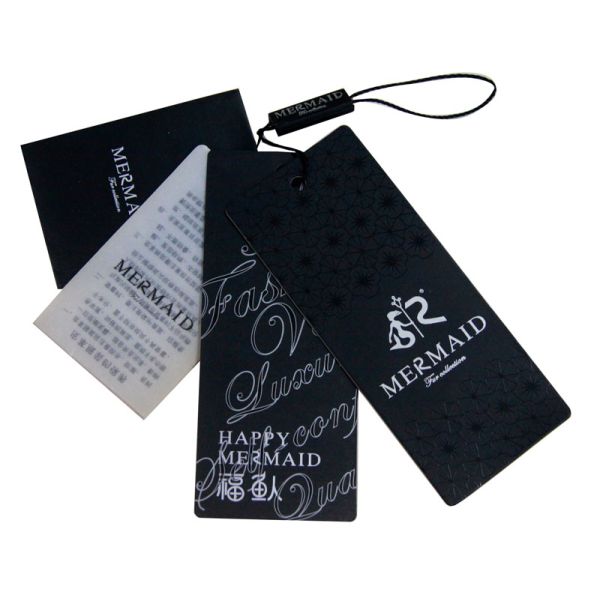 Personalized Size And Printing Paper Clothing Hangtags Black And White Fro Garments