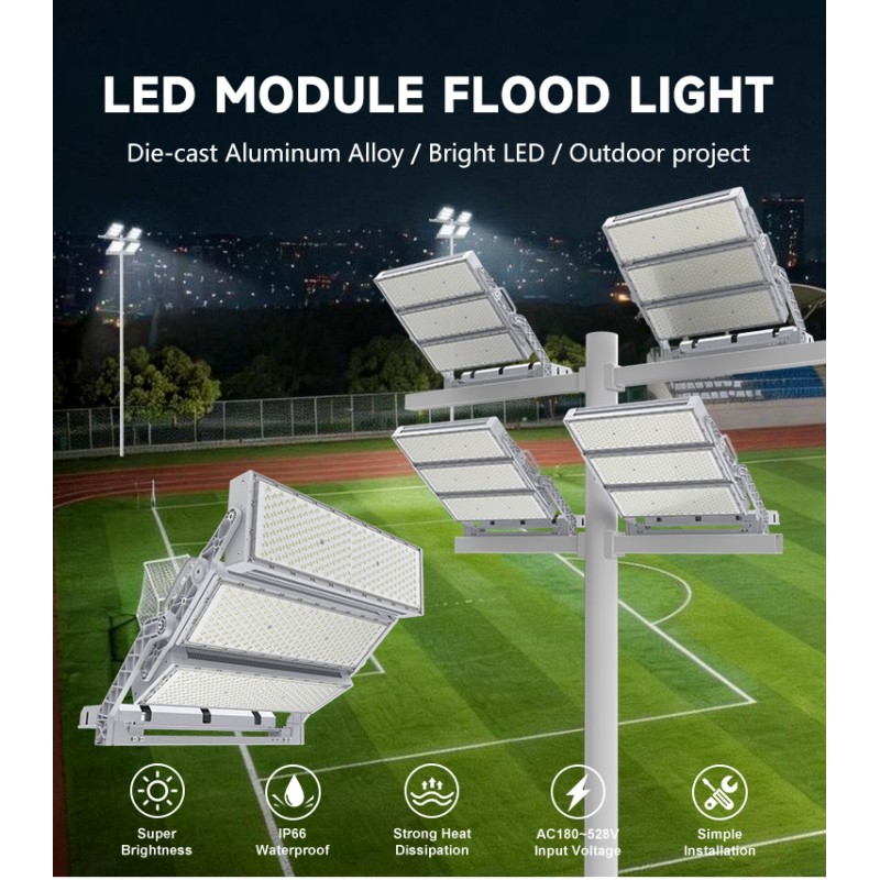 1800W High brightness Adjustable Module LED Flood Light High Mast Light for Professional Sport Lighting