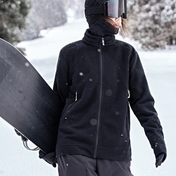 Unisex Polar Fleece Zip Up Mid Layer Jacket for Ski Outdoor