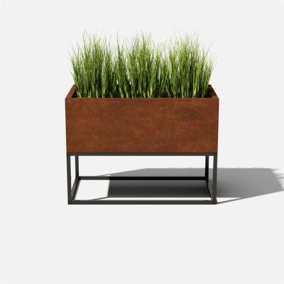 Plantador e suporte aumentados de aço da cama do jardim de Corten do retângulo metálico contínuo exterior