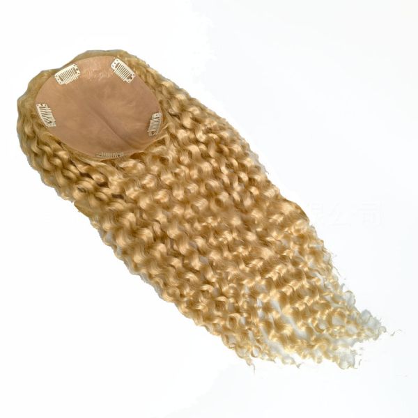 High Density European Free Part Silk Top Base 1B Real Remy Raw Hair Toupee Wig Pieces Toppers for Women