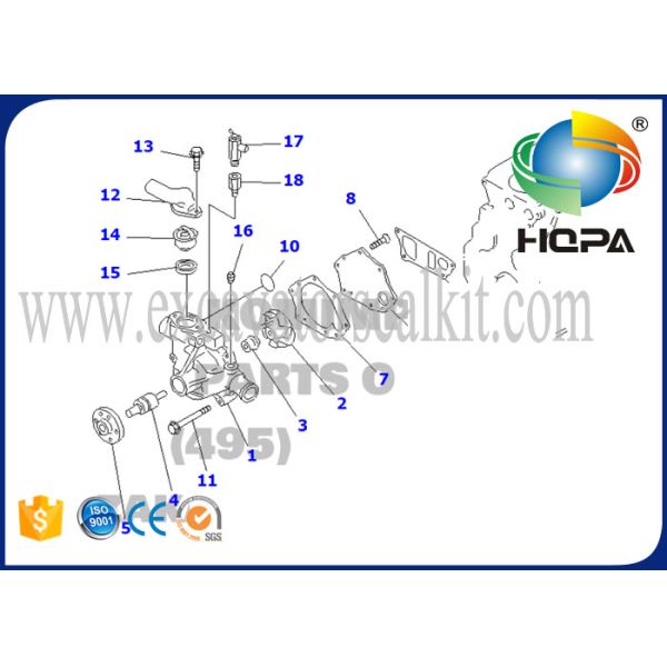 6206-61-1104 6206611104 Excavator Engine Parts Water Pump For Komatsu PC60-7 Engine 4D95