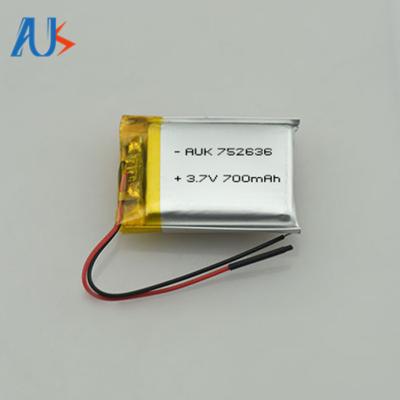 Pequena Bateria Li-Ion 3.7v 700mah Bateria LiPo 752636 Personalizada