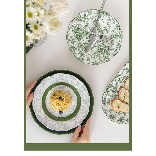 Ресторан Погода Роскошный зеленый керамический ужин с цветочным дизайном