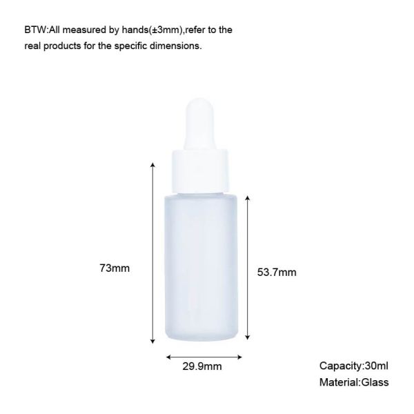 30 мл мороженые косметические бутылки для капель Белое стеклянное упаковка бутылки для волос